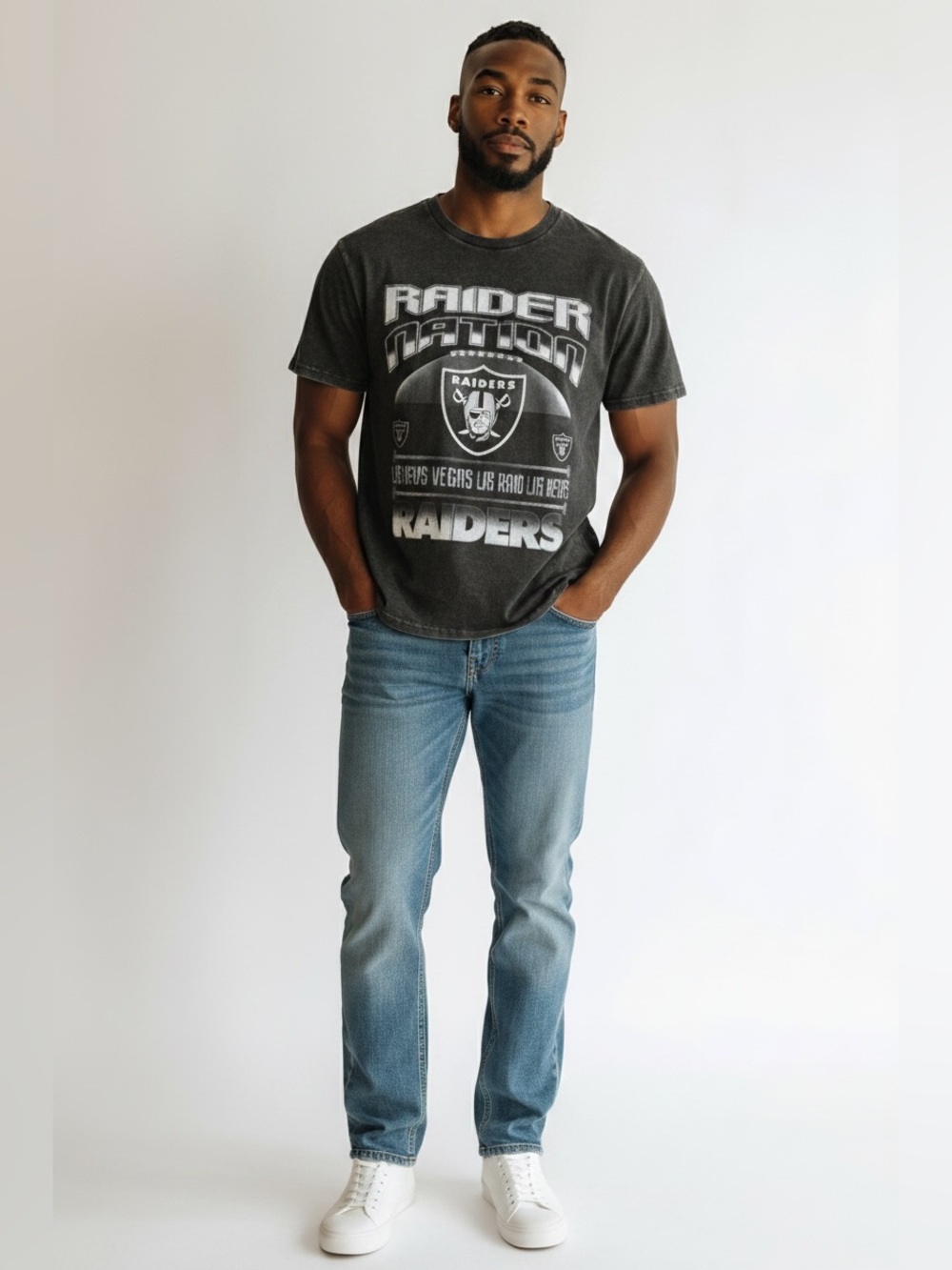 Raiders Nation Graphic Tee - Black Vintage Wash